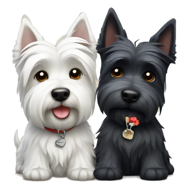 West highland terrier and Scottish terrier sitting together friends sticker