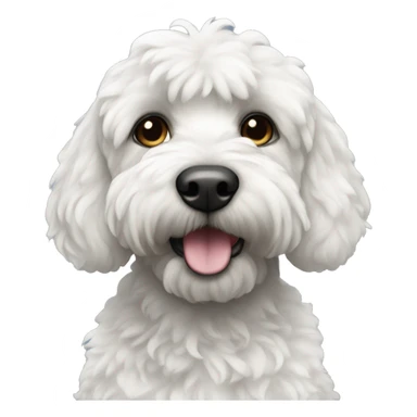 Medium size black cockapoo with white fur on chest sticker
