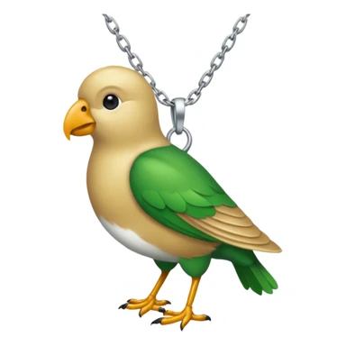 un oiseau classique tout vert avec un collier autour de son cou avec des breloque argentées et un seul poil blond qui fait une petite bouclette sur le front  sticker