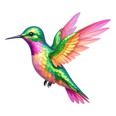peach pink and yellow-green humming bird sticker