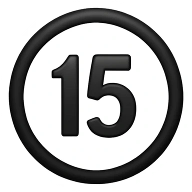 The number 15 in a black circle sticker