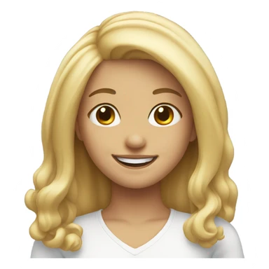 smiling girl with medium length blonde hair sticker