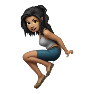 Beautiful dark haired tattooed woman climbing rocks sticker