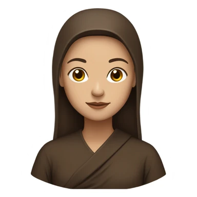 female monk with long brown straight hair sticker