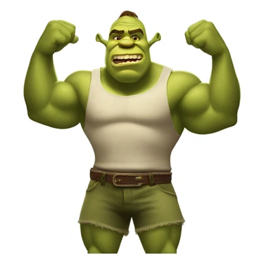 Shrek flexing muscles  sticker