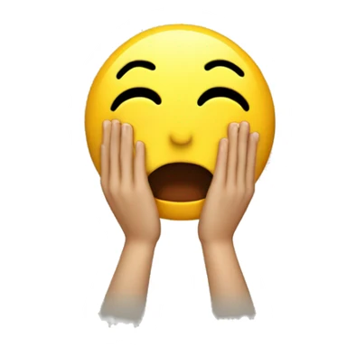 shocked yellow-faced emoji with hands on head sticker