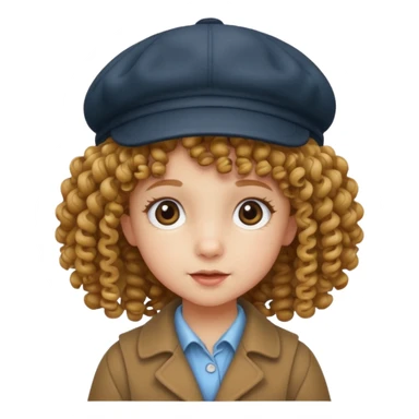a little girl kid with curly hair, deerstalker sticker