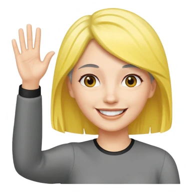 woman with gray and yellow hair smiling and waving her hand  sticker