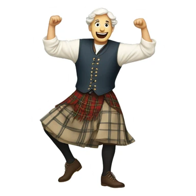 Dancing man in traditional Scottish clothes sticker