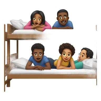 5 people in upper bunk bed  sticker