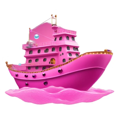 Pink ship In water with Disco Balls  sticker