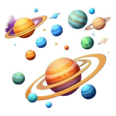 A cosmic scene with stars, planets, and galaxy sticker