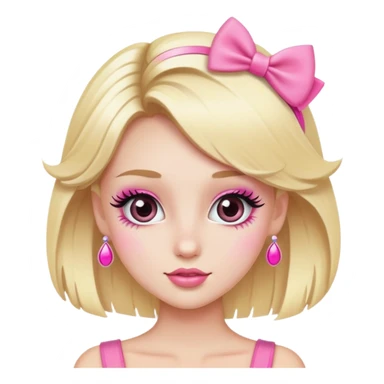 Cute blonde character with exaggerated eyelashes and pink accessories sticker
