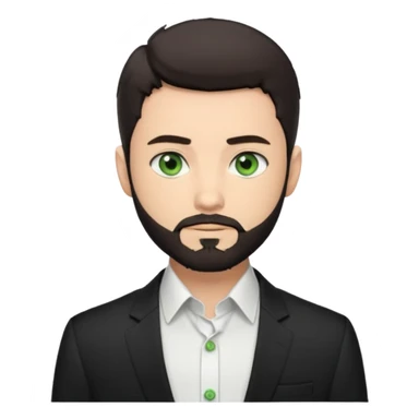 Man with a short full beard, Styled hair, Best looking man in the planet, onepiece style dark hair, green eyes, more anime style more maskulin. Wearing a white formal shirt, first buttons open sticker