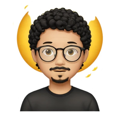 A young boy DEVELOPER WITH A laptop, black curly short hair, wearing glasses, a thin goatee, his skin is asian

Add the word "PIF" floating around him sticker