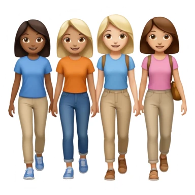 happy walking 4 girls sticker