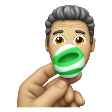 A creepy guy with a breath mint sticker