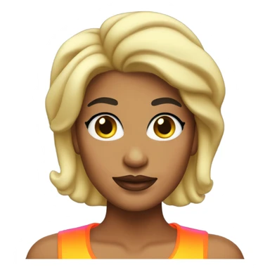 Tanned woman with black hair dressed in 1980s hair, makeup, and neon attire  sticker