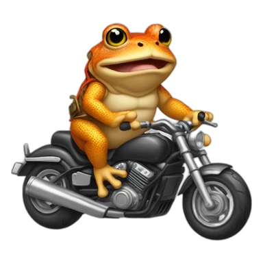 Toad in motorbike with rock and roll style sticker