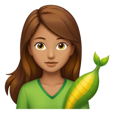 Sirena con capelli marroni e coda gialla e verde  sticker