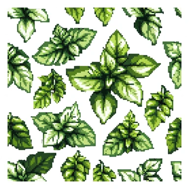 Fresh basil herb with green leaves sticker