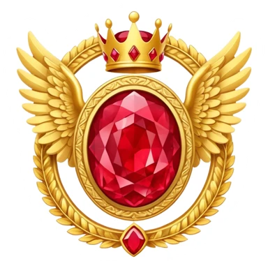 Big complex rubby stone award-in-frame-decorated-with-big-golden-angel--wings and crown sticker