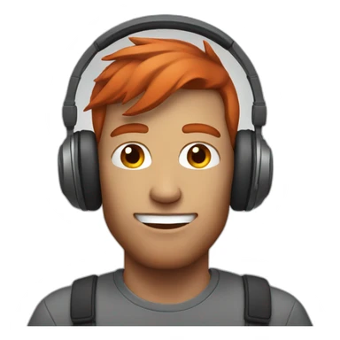 Man with red hair wearing headphones sticker