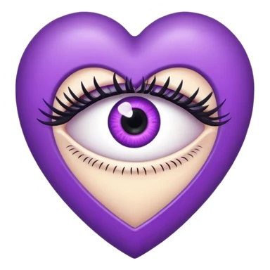 Eye with eyelashes inside purple heart  sticker