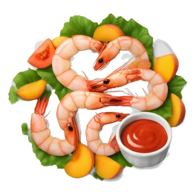 plate with shrimps, peaches and tomato coulis sticker