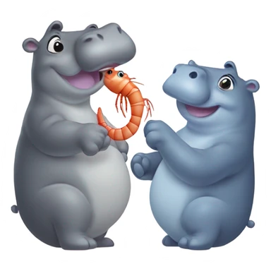 Hippopotamus and shrimp in love  sticker