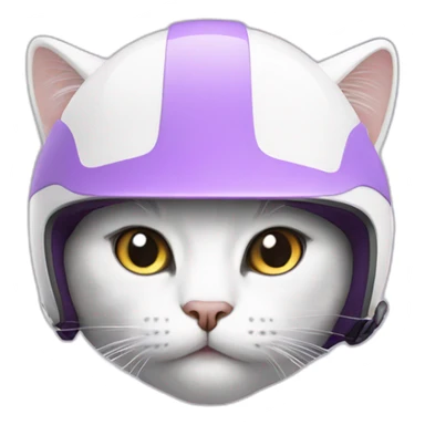 White cat in Lilac helmet sticker