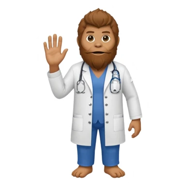 Sasquatch with a doctor uniform sticker
