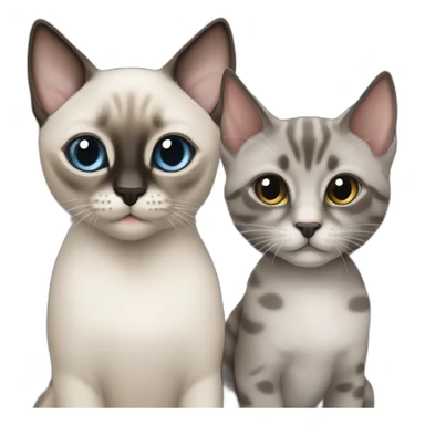 1 siamese kitten and 1 grey brindle cat sticker