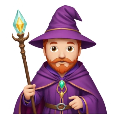 red haired wizard with mustache, purple cloack sticker