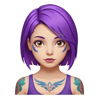 women with tatoos and hightlight that tatoos with purple hair sticker