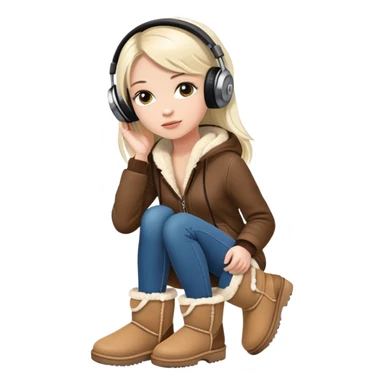 Girl with Uggs and headphones sticker