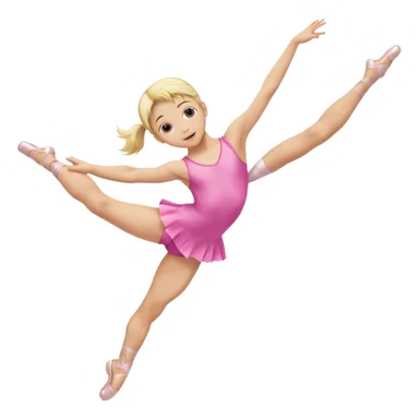 pink dancer-gymnast child with blonde hair, no skirt on leotard, doing a split leap sticker