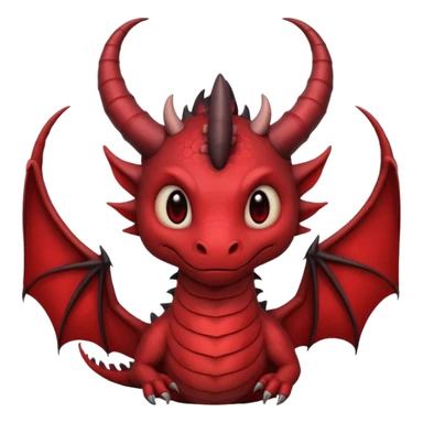cute-but-dark dragon emoji, Burtonesque gothic illustration,  muted palette with single accent (blood red or emerald), spiral horns, simple silhouette readable at 72x72, hand-drawn texture, minimal details, round sticker composition, --ar 1:1 sticker