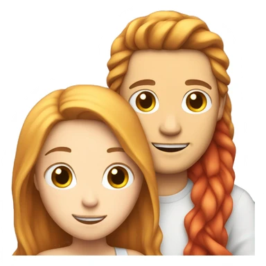 White Man with long hair hugging a white red hair woman sticker
