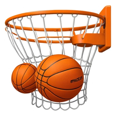 A close-up of a basketball shield and hoop with the ball swishing through the net, captured mid-air. The background emphasizes the tension and excitement of the moment, with the rim and net in sharp focus, showcasing the precision and skill of the sport. sticker