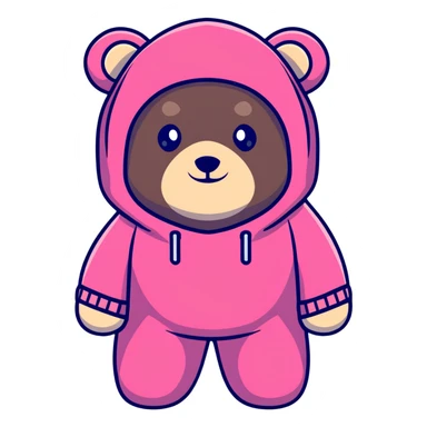 bear wearing a pink balaclava, cartoon sticker sticker