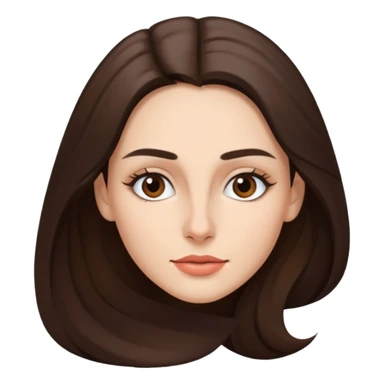 a brunette with thin nose almost sharp jaw line perfect eye brows and long hair  sticker