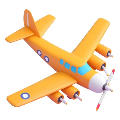 classic bomber airplane in 3D cartoon style, playful look, large expressive details sticker