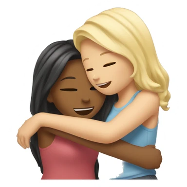 blonde and brunette girl best friends hugging sticker