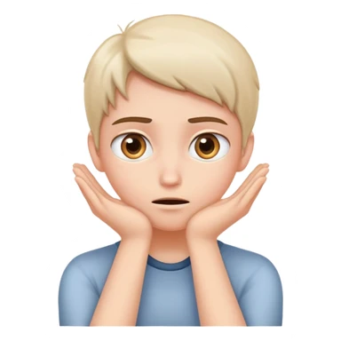 face peeking nervously from behind hands, cautious expression sticker