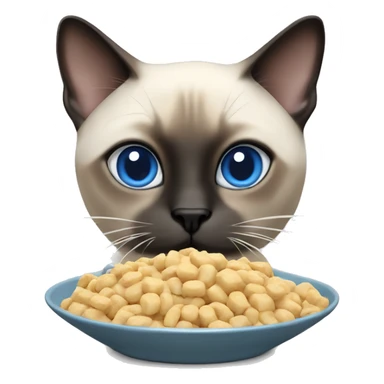 Thai Siamese cat (Blue Point) eating cat food sticker