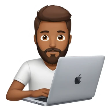 brown guy with beard using laptop  sticker