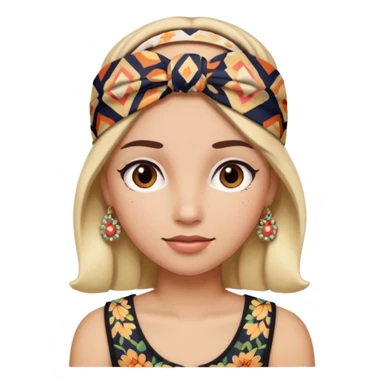 a woman with a patterned headband sticker