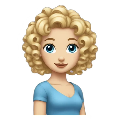blonde curly hair chignon ringlets blue eyes sticker