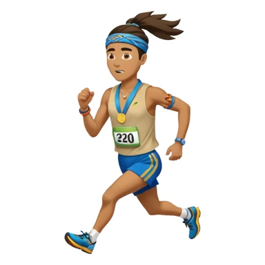 shaman picking running a marathon with gold medal sticker